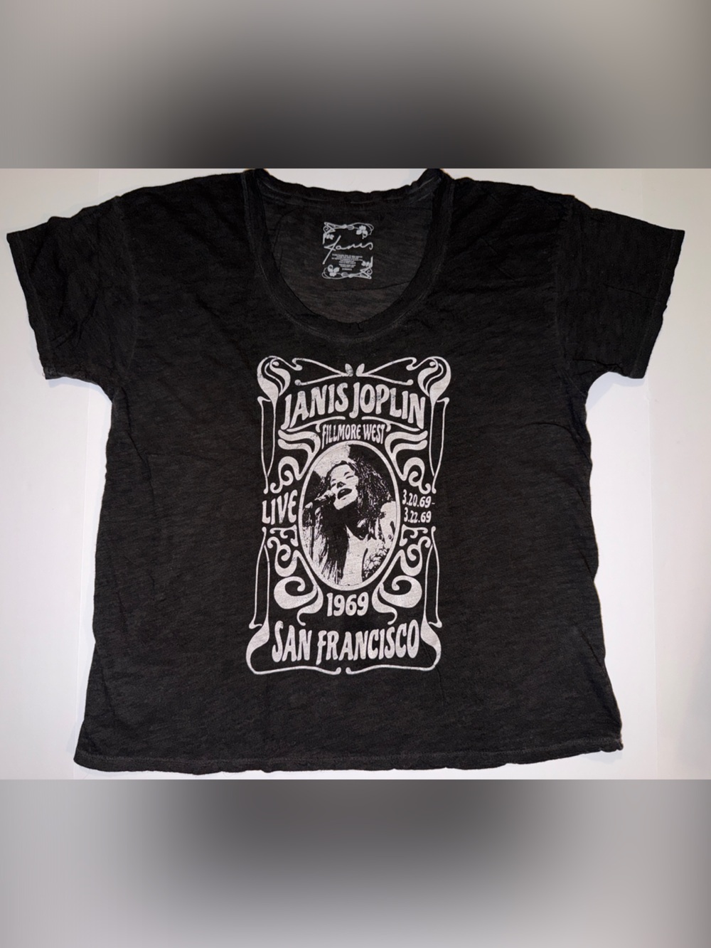 Janis Joplin Black Graphic Tee - Band Concert Oversized Shirt